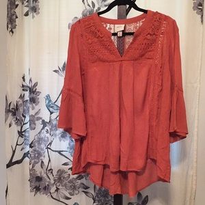 BoHo Style Loose fit Top With Crochet Trim